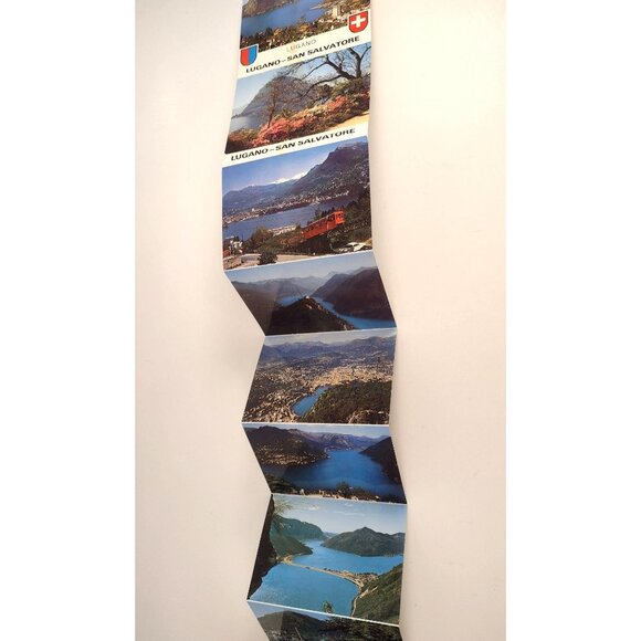 Vintage Switzerland Accordion Fold Postcard Lugano San Salvatore Scenic Mountain - Picture 2 of 7